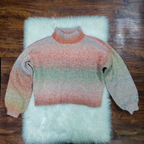 RVCA Dream Cycle Ombre Striped Knit Womens Medium Turtleneck Sweater Multicolor - Picture 5 of 13